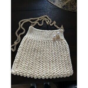 NEW Handmade Crochet Crochet Shoulder Bag Womens Cream Purse
